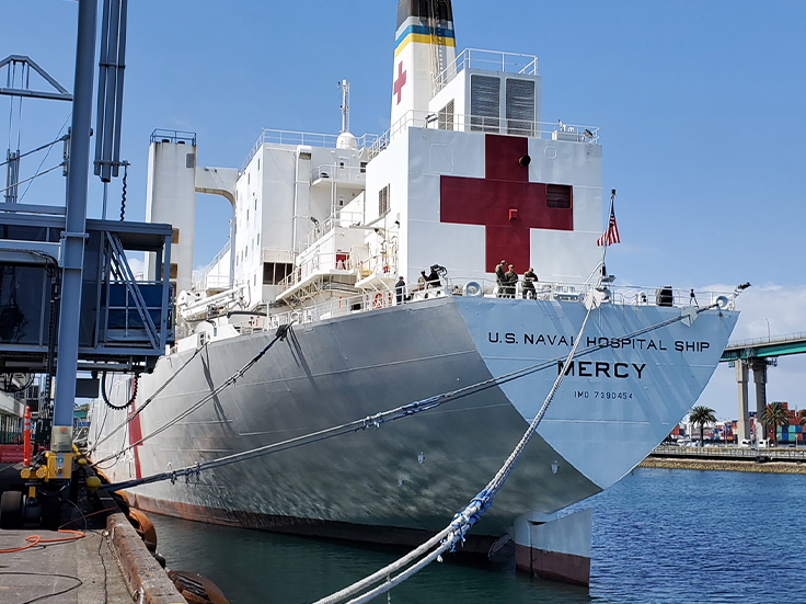 U.S. Naval Ship Mercy at dock