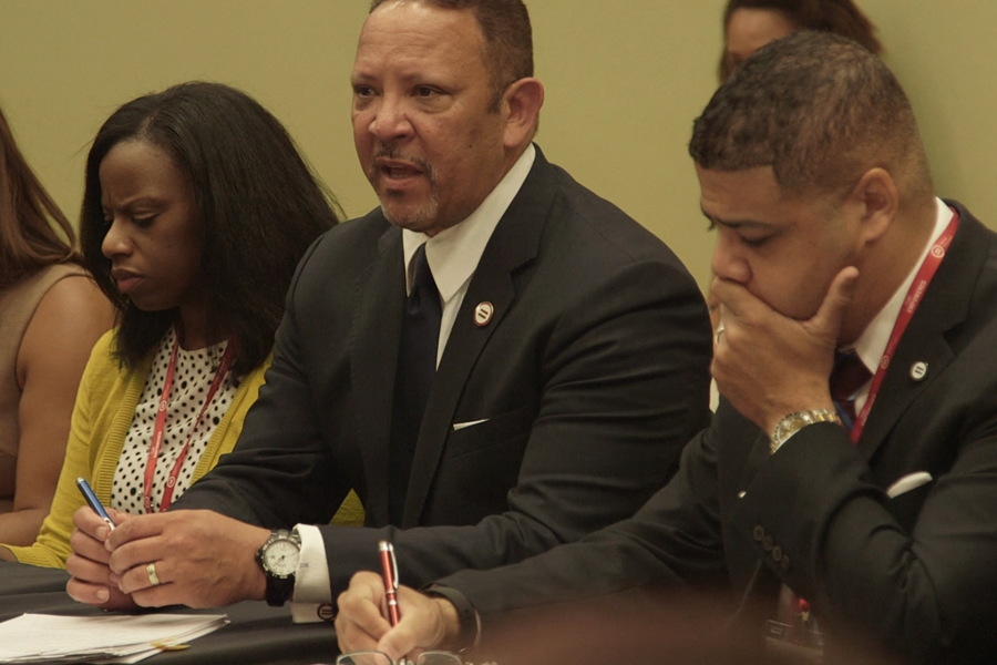 An image of Marc Morial, President and CEO of the National Urban League, speaking at their annual conference. 