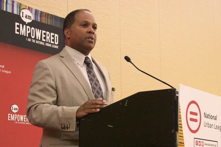 An image of C. Howie Hodges, Charter's Vice President of External Affairs, speaking at the National Urban League Conference 